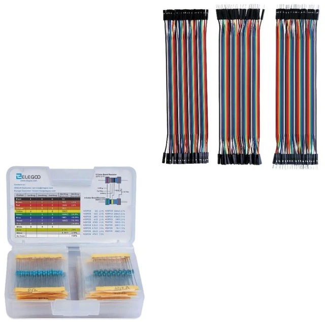 Main image of 525pcs Resistor Kit and 120pcs Dupont Wires, for Breadboard Circuits, Prototyping, STEM Labs and Electronics Practice