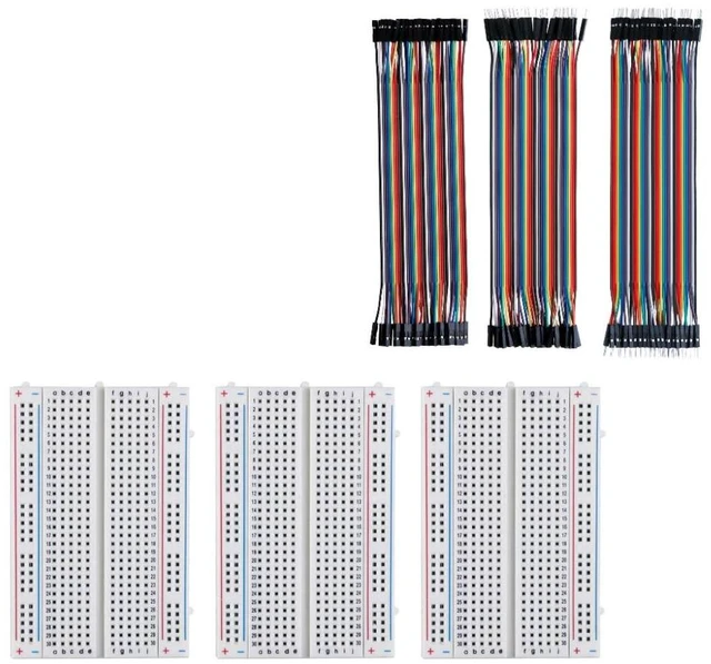 Main image of 3PCS 400-Point Boards and 120pcs Dupont Wires, for Breadboard Circuits, Prototyping, STEM Labs and Electronics Practice