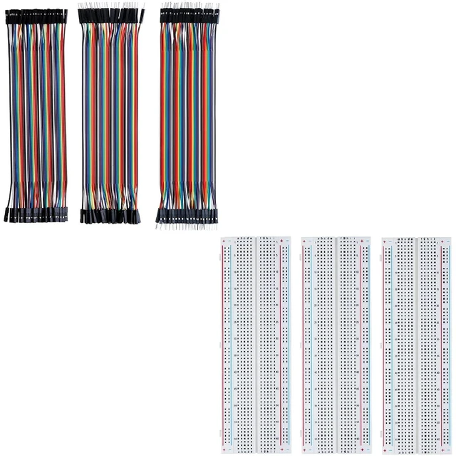 Main image of 120pcs Multicolored Dupont Wire & 3pcs Breadboard 830 Point