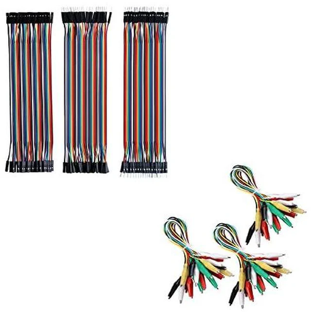 Main image of 120pcs Multicolored Dupont Wire & 30 PCS Alligator Clip Test Leads Set
