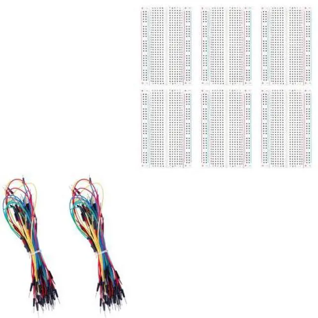 Main image of 130pcs M-M Wires and 6PCS 400-Point Boards Bundle, for Breadboard Circuits, Prototyping, STEM Labs and Electronics Practice