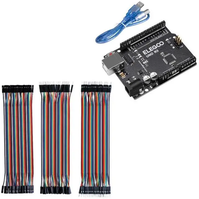 Main image of UNO R3 CH340C Board and 120pcs Dupont Wires, for Breadboard Circuits, Prototyping, STEM Labs and Electronics Practice