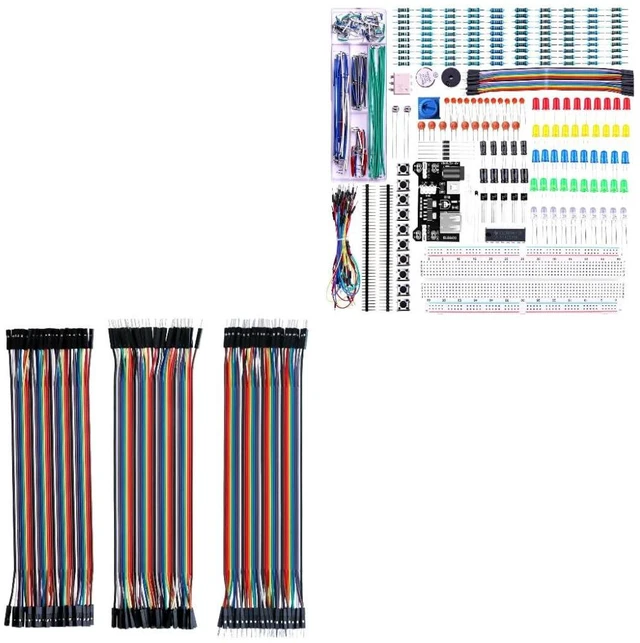 Main image of Upgraded Electronics Kit and 120pcs Dupont Wires, for Breadboard Circuits, Prototyping, STEM Labs and Electronics Practice