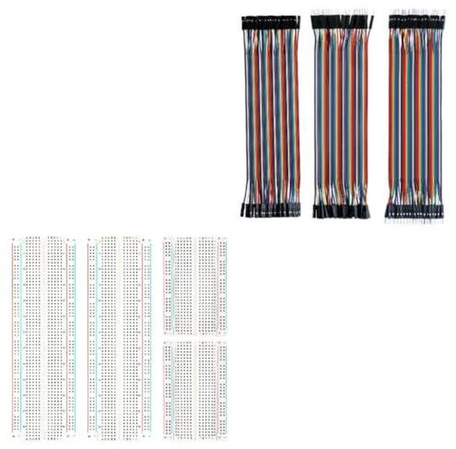 Main image of 4PC Breadboard Kit and 120pcs Dupont Wires, for Breadboard Circuits, Prototyping, STEM Labs and Electronics Practice