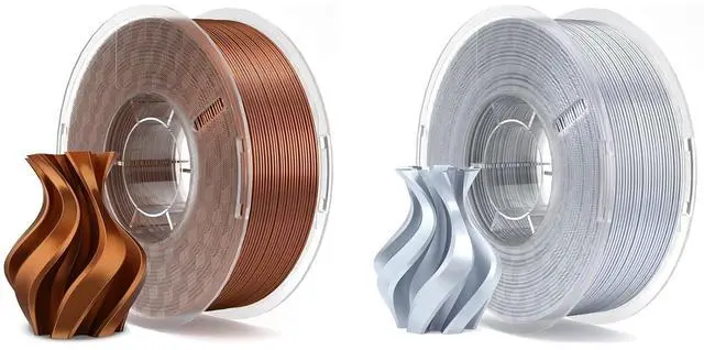 Main image of Silk PLA Filament 1.75mm Copper 1KG & Silver Grey 1KG