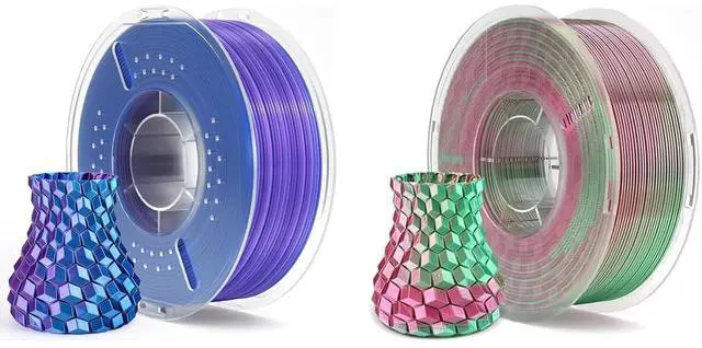 Main image of Silk PLA Filament 1.75mm Blue Purple 1KG & Silk PLA Green Red 1KG
