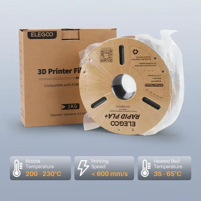 Alt view image 7 of 7 - Rapid PLA Plus Filament 1.75mm White 1KG, PLA+ 3D Printer Filament for 30-600 mm/s High Speed Printing, Dimensional Accuracy +/- 0.02 mm, 1kg Cardboard Spool(2.2lbs)