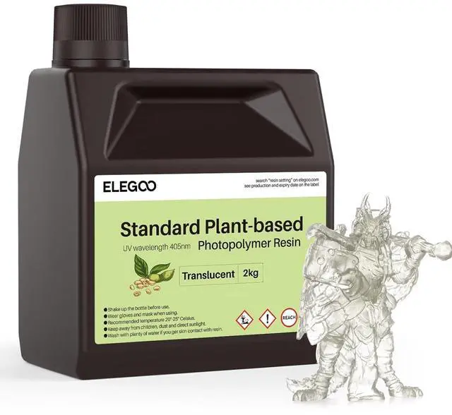 Main image of Standard Plant-Based 3D Printer Resin with Low Odor and High Precision, 405nm UV Curing Resin for Mars Saturn Jupiter MSLA DLP LCD 3D Printing - Translucent 2000g