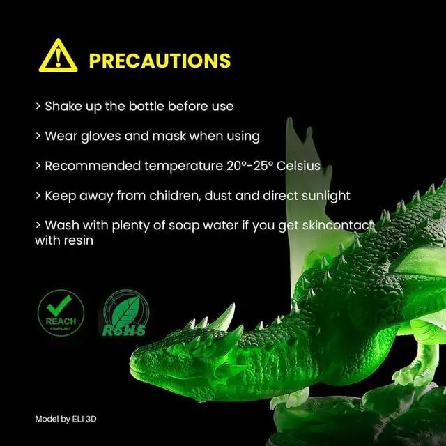 Alt view image 3 of 7 - Standard Plant-Based 3D Printer Resin with Low Odor and High Precision, 405nm UV Curing Resin for Mars Saturn Jupiter MSLA DLP LCD 3D Printing - Black 2000g