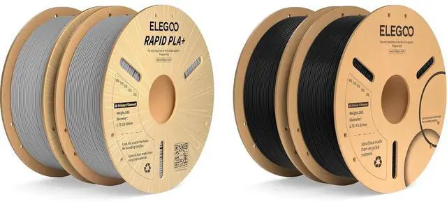 Main image of 1.75mm Rapid PLA+ Filament Gray 2KG & Black PLA+ Filament 2KG