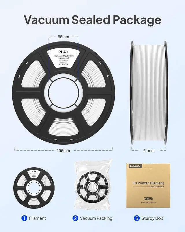 Alt view image 6 of 7 - PLA+ Filament 1.75mm Bundle, High Toughness PLA Plus 3D Printer Filament Dimensional Accuracy +/- 0.02mm, 4pcs 1kg Spool(2.2lbs) Fits for Most FDM 3D Printes Black/White/True Red/Dark Blue