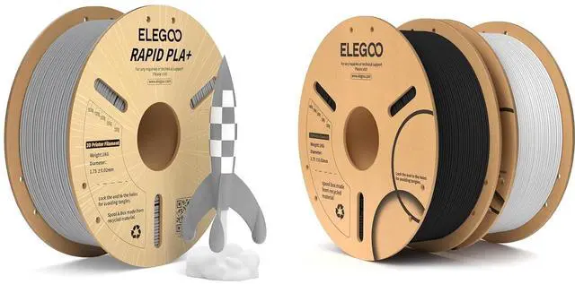 Main image of 1.75mm Rapid PLA+ Filament Gray 1KG & PLA Black & White 2KG