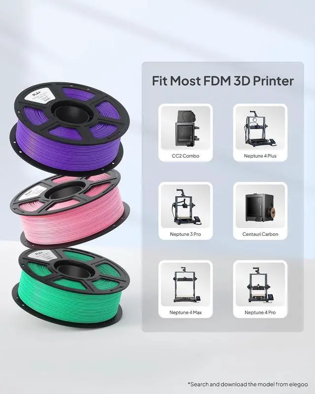 Alt view image 7 of 7 - PLA+ Filament 1.75mm Bundle, High Toughness PLA Plus 3D Printer Filament Dimensional Accuracy +/- 0.02mm, 4pcs 1kg Spool(2.2lbs) Fits for Most FDM 3D Printes Black/White/True Red/Dark Blue