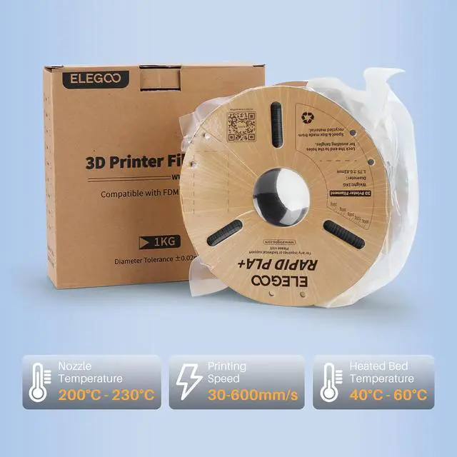 Alt view image 6 of 7 - Rapid PLA Plus Filament Gray 1KG & Rapid PLA Plus Filament Black & White 2KG