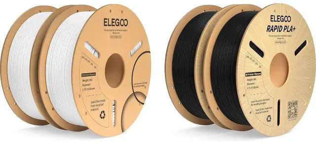 Main image of 1.75mm PLA+ Filament White 2KG & Rapid PLA+ Filament Black 2KG