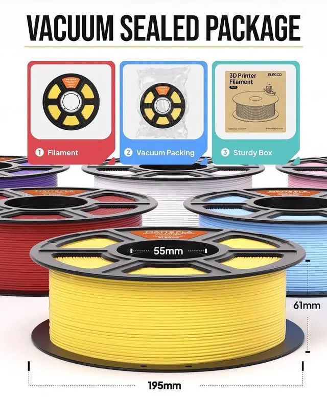 Alt view image 6 of 7 - Matte PLA 3D Printer Filament 1.75mm Black & White 2KG