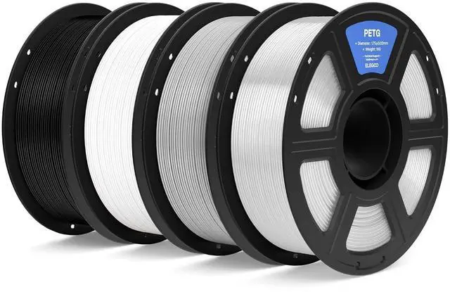 Main image of PETG 3D Printer Filament 1.75mm Bundle 4KG Black/White/Gray/Clear