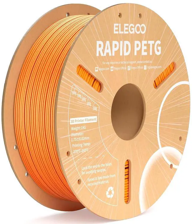 Main image of Rapid PETG Filament 1.75mm Orange 1KG, High Speed 30-600mm/s 3D Printer Filament Dimensional Accuracy +/- 0.02 mm, 1kg Cardboard Spool(2.2lbs) Fits for Most FDM 3D Printers