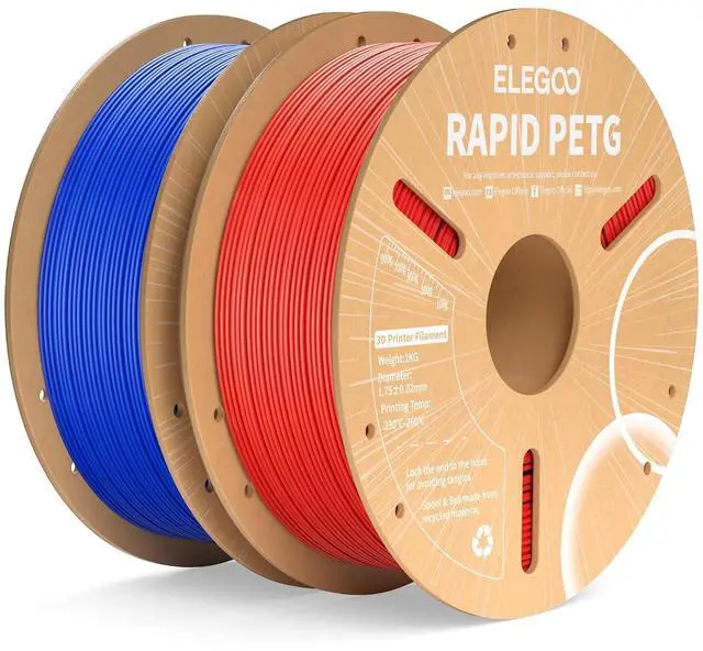 Main image of Rapid PETG Filament 1.75mm Blue & Red 2KG, High Speed 600mm/s 3D Printer Filament Dimensional Accuracy +/- 0.02 mm, 1kg Cardboard Spool(2.2lbs) Fits for Most FDM 3D Printers