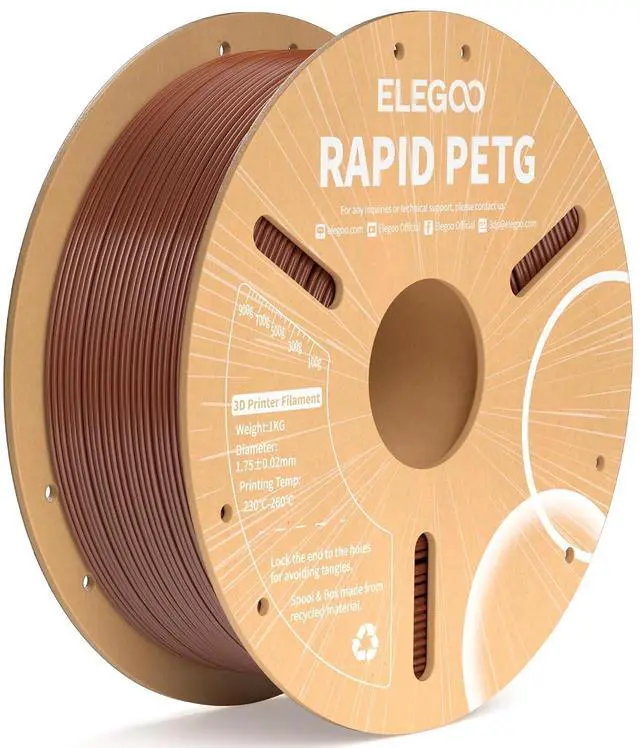 Main image of Rapid PETG Filament 1.75mm Brown 1KG, High Speed 30-600mm/s 3D Printer Filament Dimensional Accuracy +/- 0.02 mm, 1kg Cardboard Spool(2.2lbs) Fits for Most FDM 3D Printers