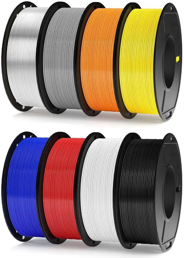 Main image of 250g PETG Filament Bundle 1.75mm, 8 Colors High Speed 600mm/s 3D Printer Filaments Dimensional Accuracy +/- 0.02mm, 8 Pack 250g Spool Black/White/Red/Blue/Grey/Orange/Yellow/Transparent