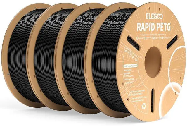 Main image of Rapid PETG Filament 1.75mm Black 4KG, High Speed 30-600mm/s 3D Printer Filament Dimensional Accuracy +/- 0.02 mm, 1kg Cardboard Spool(2.2lbs) Fits for Most FDM 3D Printers
