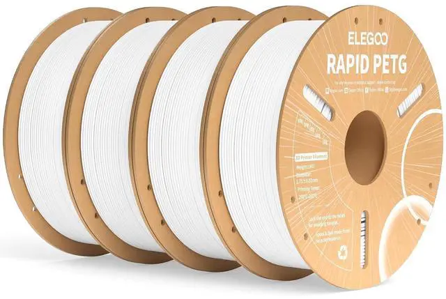 Main image of Rapid PETG Filament 1.75mm White 4KG, High Speed 30-600mm/s 3D Printer Filament Dimensional Accuracy +/- 0.02 mm, 1kg Cardboard Spool(2.2lbs) Fits for Most FDM 3D Printers