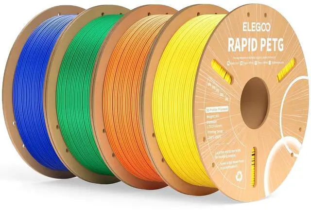 Main image of Rapid PETG Filament 1.75mm Bundle 4KG, High Speed 30-600mm/s 3D Printer Filament Accuracy +/- 0.02 mm, 1kg Cardboard Spool(2.2lbs) Fits for Most FDM 3D Printers(Blue,Green,Orange,Yellow)