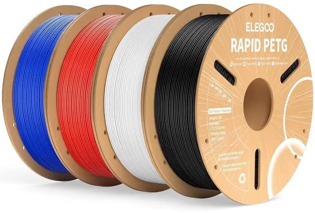 Main image of Rapid PETG Filament 1.75mm Bundle 4KG, High Speed 30-600mm/s 3D Printer Filament Accuracy +/- 0.02 mm, 1kg Cardboard Spool(2.2lbs), Fits for Most FDM 3D Printers(Black, White, Blue, Red)