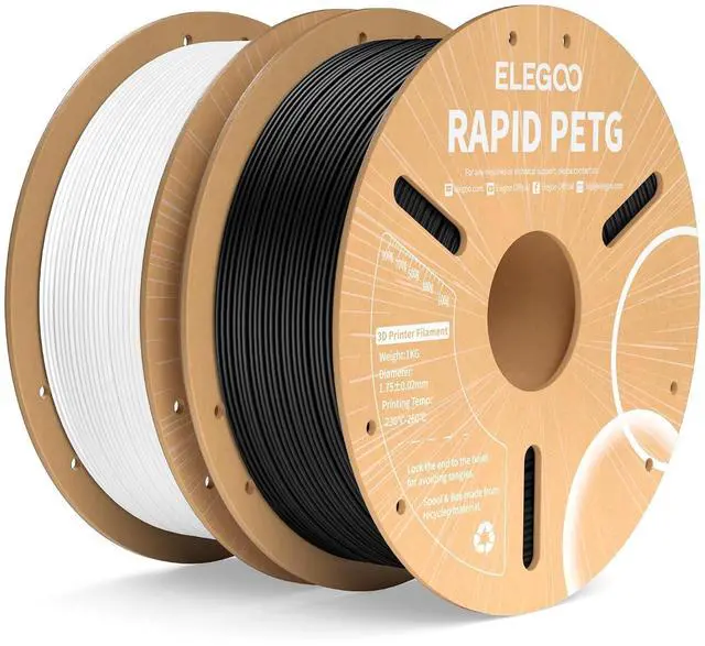 Main image of Rapid PETG Filament 1.75mm Black & White 2KG, High Speed 30-600mm/s 3D Printer Filament Dimensional Accuracy +/- 0.02 mm, 1kg Cardboard Spool(2.2lbs) Fits for Most FDM 3D Printers