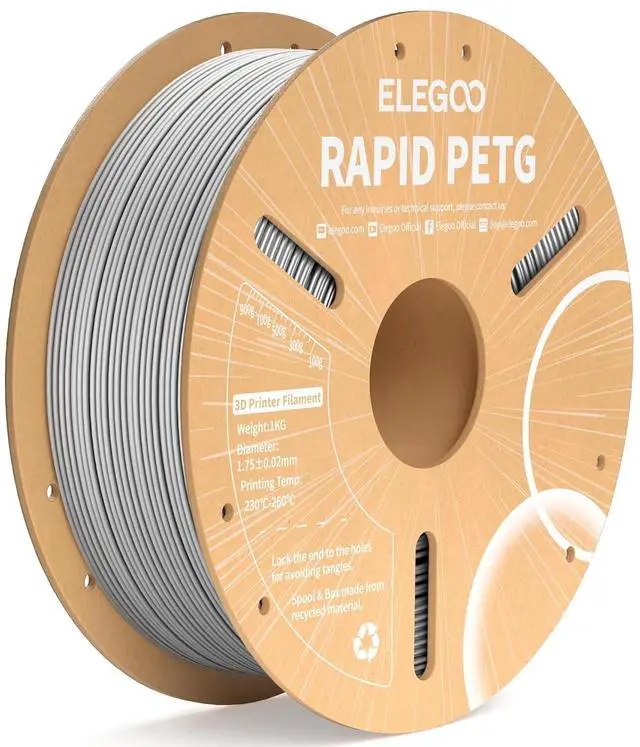 Main image of Rapid PETG Filament 1.75mm Gray 1KG, High Speed 30-600mm/s 3D Printer Filament Dimensional Accuracy +/- 0.02 mm, 1kg Cardboard Spool(2.2lbs) Fits for Most FDM 3D Printers