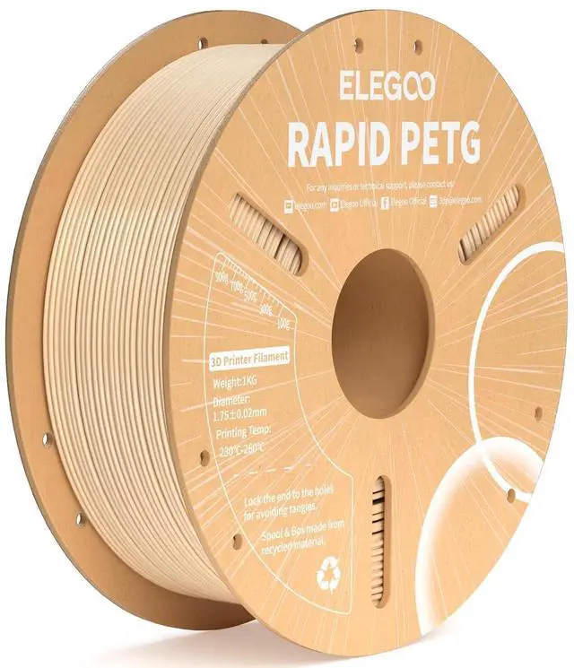 Main image of Rapid PETG Filament 1.75mm Beige 1KG, High Speed 30-600mm/s 3D Printer Filament Dimensional Accuracy +/- 0.02 mm, 1kg Cardboard Spool(2.2lbs) Fits for Most FDM 3D Printers