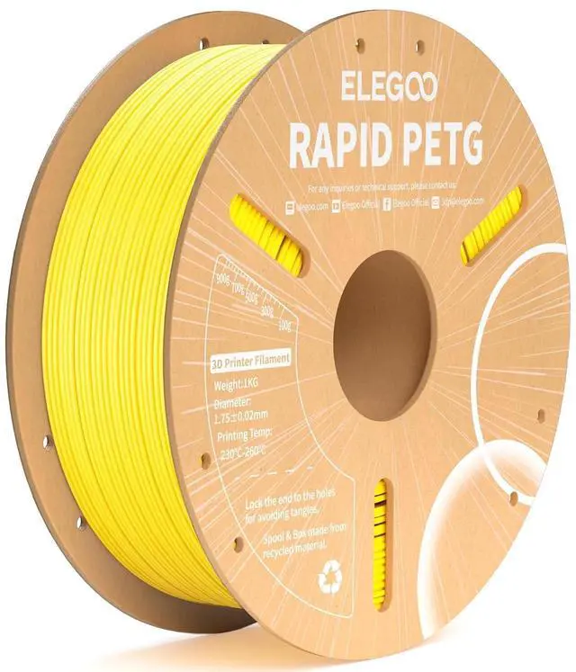 Main image of Rapid PETG Filament 1.75mm Yellow 1KG, High Speed 30-600mm/s 3D Printer Filament Dimensional Accuracy +/- 0.02 mm, 1kg Cardboard Spool(2.2lbs) Fits for Most FDM 3D Printers