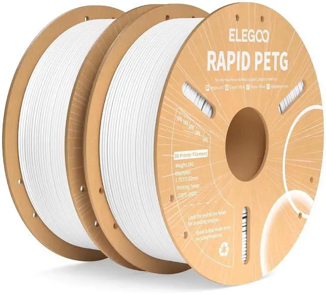 Main image of Rapid PETG Filament 1.75mm White 2KG, High Speed 30-600mm/s 3D Printer Filament Dimensional Accuracy +/- 0.02 mm, 1kg Cardboard Spool(2.2lbs) Fits for Most FDM 3D Printers