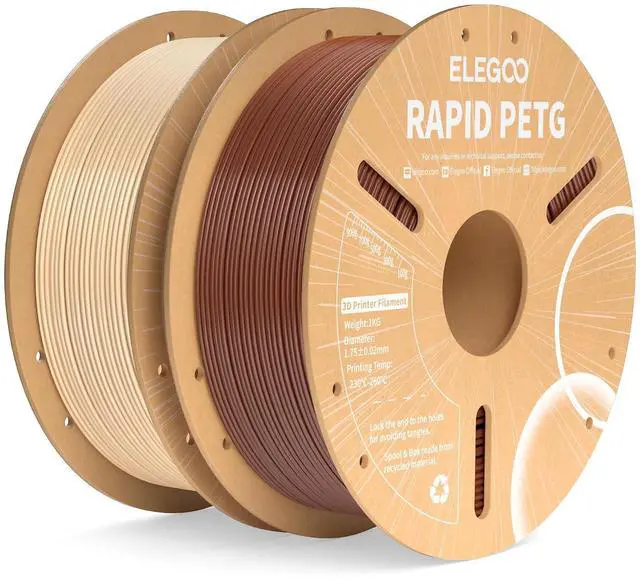 Main image of Rapid PETG Filament 1.75mm Beige & Brown 2KG, High Speed 600mm/s 3D Printer Filament Dimensional Accuracy +/- 0.02 mm, 1kg Cardboard Spool(2.2lbs) Fits for Most FDM 3D Printers