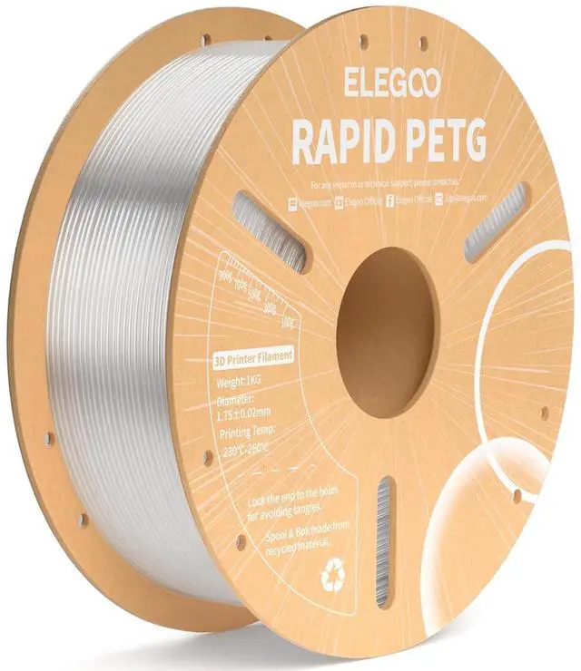 Main image of Rapid PETG Filament 1.75mm Transparent 1KG, High Speed 30-600mm/s 3D Printer Filament Dimensional Accuracy +/- 0.02 mm, 1kg Cardboard Spool(2.2lbs) Fits for Most FDM 3D Printers
