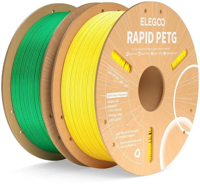 Main image of Rapid PETG Filament 1.75mm Yellow & Green 2KG, High Speed 600mm/s 3D Printer Filament Dimensional Accuracy +/- 0.02 mm, 1kg Cardboard Spool(2.2lbs) Fits for Most FDM 3D Printers