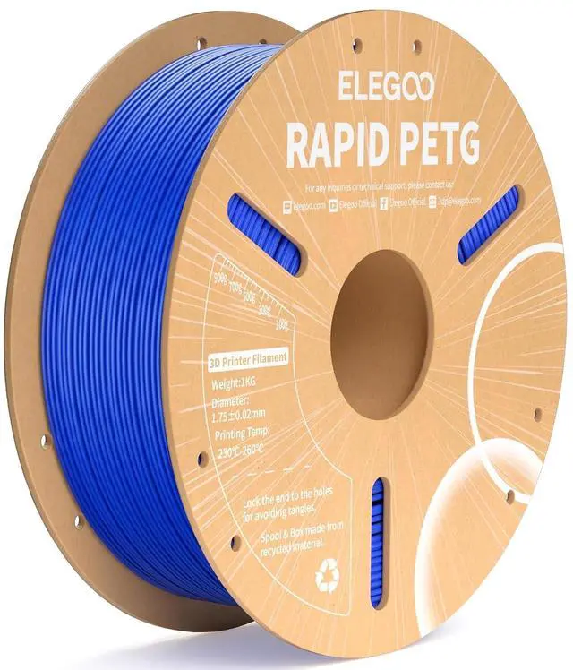 Main image of Rapid PETG Filament 1.75mm Blue 1KG, High Speed 30-600mm/s 3D Printer Filament Dimensional Accuracy +/- 0.02 mm, 1kg Cardboard Spool(2.2lbs) Fits for Most FDM 3D Printers