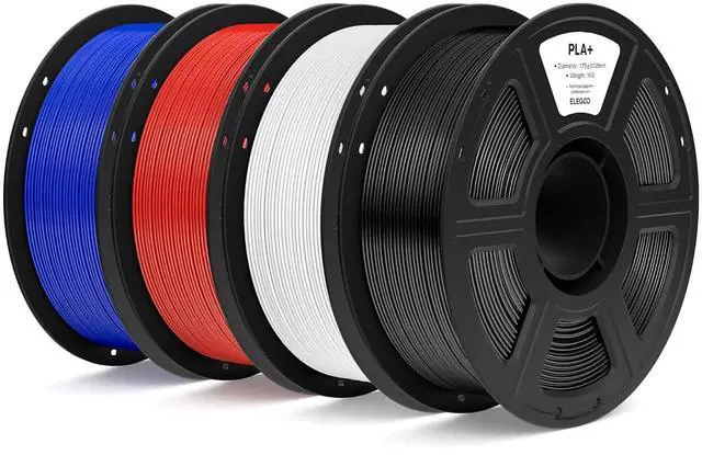 Main image of PLA+ Filament 1.75mm Bundle, High Toughness PLA Plus 3D Printer Filament Dimensional Accuracy +/- 0.02mm, 4pcs 1kg Spool(2.2lbs) Fits for Most FDM 3D Printes Black/White/True Red/Dark Blue
