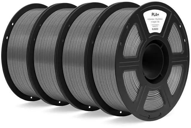 Main image of PLA+ Filament 1.75mm Grey 4KG, High Toughness PLA Plus 3D Printer Filament Dimensional Accuracy +/- 0.02mm, 4pcs 1kg Spool(2.2lbs) Fits for Most FDM 3D Printers
