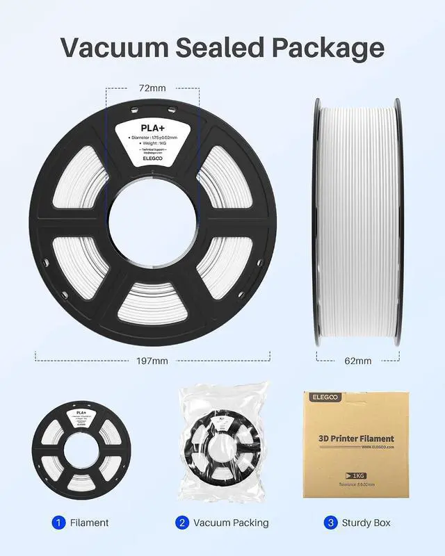 Alt view image 6 of 7 - PLA+ Filament 1.75mm Grey 4KG, High Toughness PLA Plus 3D Printer Filament Dimensional Accuracy +/- 0.02mm, 4pcs 1kg Spool(2.2lbs) Fits for Most FDM 3D Printers