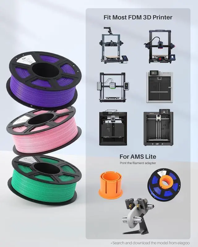 Alt view image 7 of 7 - PLA+ Filament 1.75mm Grey 4KG, High Toughness PLA Plus 3D Printer Filament Dimensional Accuracy +/- 0.02mm, 4pcs 1kg Spool(2.2lbs) Fits for Most FDM 3D Printers