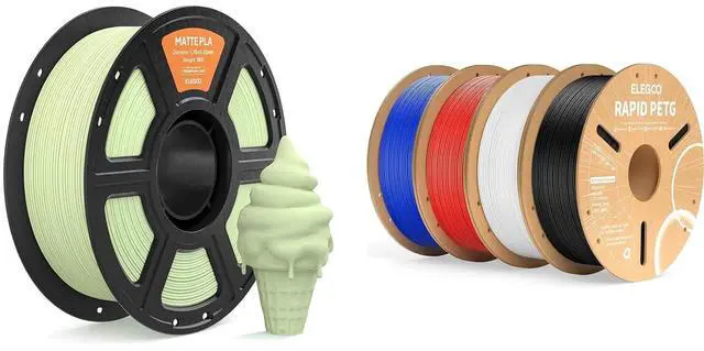 Main image of Matte PLA Filament Mint Green 1KG & Rapid PETG Filament 4 Color 4KG