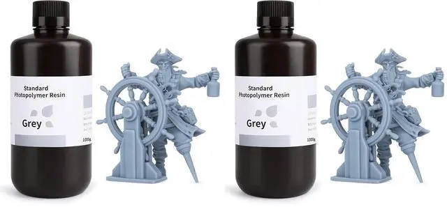 Main image of Standard Photopolymer Resin LCD UV-Curing Resin 405nm 3D Printer Resin for Mars Saturn Jupiter MSLA DLP LCD 3D Printing Grey 1000g (Pack of 2)