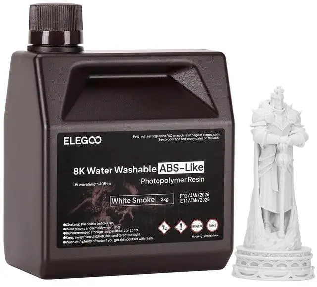 Main image of 8K Water Washable ABS-Like Resin White Smoke 2000g