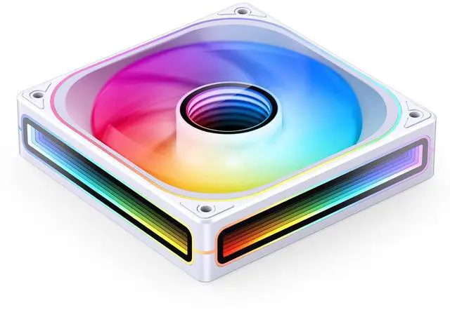 Alt view image 5 of 7 - ZB-120W PC Case Fan, Silent Computer Fan with Axis & 4-Sides Infinity Mirror 2400RPM,3Pin ARGB Fans, 4Pin PWM Integrated M&F Head,28MM Thick,White
