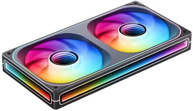 Main image of ZB-240BR (Reverse) PC Case Fan, Reverse Blade Silent Computer Fan with Axis & 4-Sides Infinity Mirror, All-in-One, Single Frame Unit with 2x120mm ARGB Fans, PWM Fan 2400RPM, 28MM Thick,Black