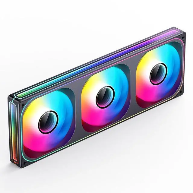 Main image of ZB-360B PC Case Fan, Silent Computer Fan with Axis & 4-Sides Infinity Mirror, All-in-One, Single Frame Unit with3x120mm ARGB Fans, 4 Pin PWM,3Pin ARGB, Fan 2400RPM, 28mm Thick,Black