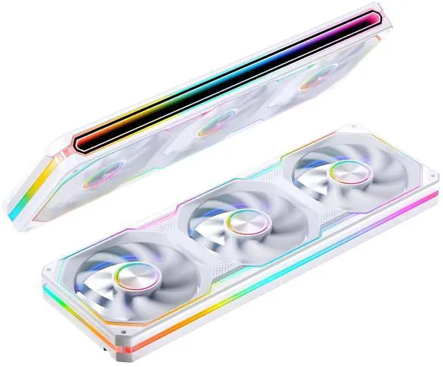 Main image of XA-360W PC Case Fan, Silent Computer Fan,Dual-Light Effect, Switch At Will,All-in-One, Single Frame Unit with3x120mm ARGB Fans,3Pin ARGB, Fan 2400RPM,28MM Thick,White