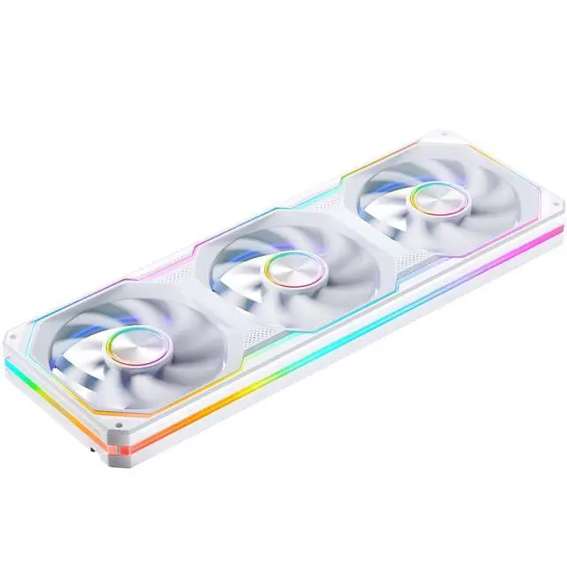 Alt view image 2 of 7 - XA-360W PC Case Fan, Silent Computer Fan,Dual-Light Effect, Switch At Will,All-in-One, Single Frame Unit with3x120mm ARGB Fans,3Pin ARGB, Fan 2400RPM,28MM Thick,White